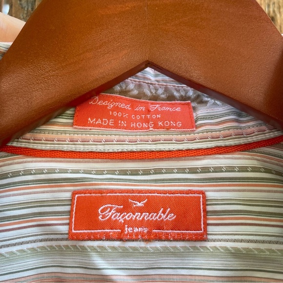 FACONNABLE Women’s Green Orange Floral Stripe Long Sleeve Button Down Size Small - Picture 2 of 12